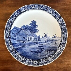 Delft Blue 15" Charger Wall Plate Signed J Sonneville BOCH Belgium